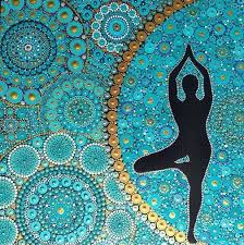 Peinture De Dot La Posture Dyoga Larbre Mandala Dot Art Painting Dot Painting Mandala Painting