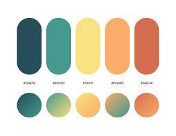 Color ideas for home, bedroom, kitchen, wall, living room, bathroom, wedding decoration. 32 Beautiful Color Palettes With Their Corresponding Gradient Palettes