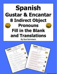 Spanish Gustar And Encantar Fill In The Blank And Translations Worksheet Sue Summers Spanish English Sentences