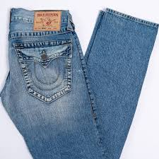 Men's True Religion Ricky Blue Denim Straight Jeans 29Wx32L