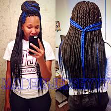 Mixed Black And Blue Box Braids Box Braids With Color Blue Box Braids Box Braids Hairstyles Colored Box Braids Hair Styles