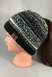 Ponytail Messy Bun Beanie Ponytail Beanie Winter Beanie Etsy Ponytail Beanie Crochet Winter Hats Messy Bun Beanie