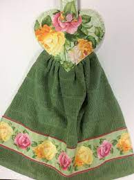 This Towel Has A Rose Button Handle That Can Hang From A Refrigerator Oven Or Anywhere You Like Lined With A Dou Kitchen Towels Diy Towel Crafts Towel Pattern