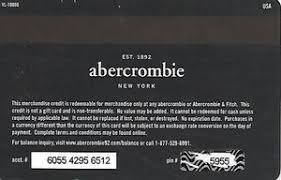 Check spelling or type a new query. Gift Card Merchandise Credit Abercrombie Fitch United States Of America Abercrombie Col Us A F Vl10080