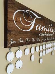 Birthday board from wood using hanging pieces to keep those birthdays organized. Family Birthdays Board Birthday Calendar Wall Hanging Fb001w Family Birthday Board Family Birthday Calendar Family Celebrations Board