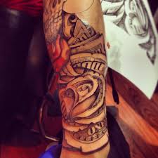 Grey gambling money tattoo on arm sleeve. A Money Rose Love Doin These Good Start Tk A Sleeve Money Rose Money Tattoo Money Rose Tattoo