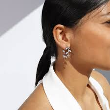 Flora Silver Leaf Hoop Earrings