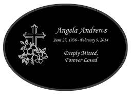 Cross Laser-Engraved Oval Plaque Black Granite Memorial