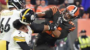 Cleveland browns defensive end myles garrett ripped the helmet off pittsburgh steelers' quarterback mason rudolph and clocked him in the head with it, sparking a brawl that descended into chaos as players from both sides spilled onto the field. Browns Myles Garrett Suspended For At Least Rest Of Season And Postseason Following Brawl Cbs 17