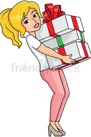 Happy Birthday Flowers Clipart For Her Woman Holding Presents In Her Lap Vector Cartoon Clipart Friendlystock In 2020 Cartoon Clip Art Clip Art Cartoon Coloring Pages