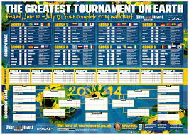 Vola Lon Full World Cup Schedule Wall Chart For 2014 World