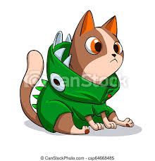Free step by step easy drawing lessons, you can learn from our online video tutorials and draw your favorite join our community and create your own a cat drawing lessons. Cat Dinosaur Costume Cartoon Illustration Canstock