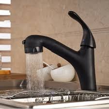 Juno Luxury Black Deck Mount Pull Out Sprayer Kitchen Sink Faucet