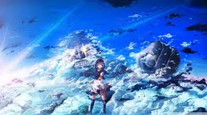 The great collection of 2048 x 1152 pixels wallpaper for desktop, laptop and mobiles. Download 2048x1152 Anime Girl Beyond The Clouds Titan Sky Wallpapers Wallpapermaiden