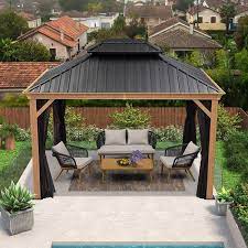 10 X 10 10 X 12 Double Roof Hardtop Aluminum Permanent Gazebo Wi Purple Leaf Garden In 2021 Patio Gazebo Patio Hardtop Gazebo