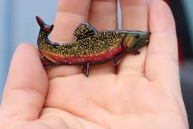 Brook Trout Magnet Gift For Game Fish Lover Vet Tech Etsy Brook Trout Trout Magnet Badge Reel