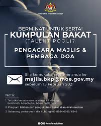 Moe Pencalonan Pegawai Berpotensi Bagi Tujuan Pewujudan Kumpulan Bakat Talent Pool Pengacara Majlis Dan Pembaca Doa Untuk Majlis Majlis Rasmi Kpm
