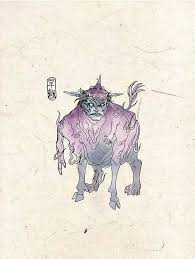 旱魃 传说能引起旱灾的怪物 是死后一百天内的死人所变 变为旱魃的死人尸体不腐烂 坟上不长草 坟头渗水 旱魃鬼会夜间往家里挑水 只有烧了旱魃 天才会下雨 鲁中一带乡村烧旱魃习俗延续至20世纪60年代 character design creature design concept art