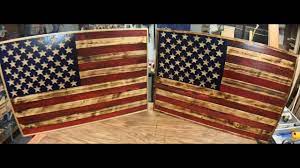 Rustic burnt chiseled american flag wood american. The Original Wooden American Flag Build Youtube