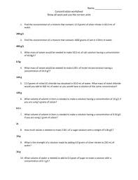 12 Concentration Worksheet Answers With Work Worksheets Concentration University Chemistry