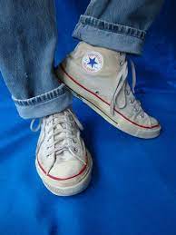 Vintage 60s Converse Chuck Taylor High Top All Star Sneakers Fastbreak White Grunge Shoes Mens Basketball Blue Heel Tag Size 10 1 2 Grunge Shoes Blue Heels Star Sneakers