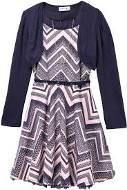 Beautees Belted Chevron Dress Shrug Necklace Big Girls