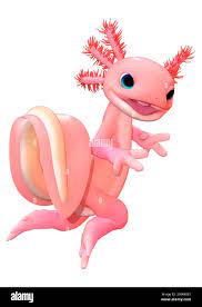 3D rendering of a cute pink toon axolotl isolated on white background Stock  Photo - Alamy
