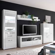 Die hochglanz front in weiß und… Wohnwand Set Balve 61 Weiss Hochglanz Mit Vitrinen Bxhxt 335x198x45cm