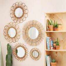 Rattan mirror / round / bohemian style / boho decor / wall mirror / hanging / dresser / home / bedroom. Set Of 5 Rattan Wall Mirrors Rattan Mirror Dining Room Decor Decor