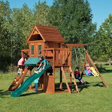 Amazon Com Winchester Wood Complete Play Set With Two Swings Slide Rock Wall Picnic Table And Glider Backyard Play Backyard Swing Sets Backyard Playground
