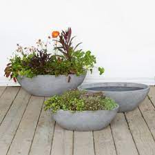 Fiberstone Low Oval Planter 11 16 Large Outdoor Planters Outdoor Planters Planters