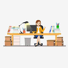 Hand Drawn Cartoon Night Office With Beautiful Woman Working At The Computer Office Clipart Hand Painted Cartoon Png And Vector With Transparent Background F Office Cartoon How To Draw Hands Work