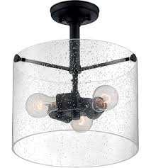 Nuvo 60 7288 Bransel 3 Light 12 Inch Matte Black Semi Flush Mount Fixture Ceiling Light