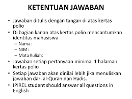 Itu soal jgn lupa tambahin kata pertanyaannya yaa~~~ mau kyk gitu jg gpp kok, g kan di salahin ^^ suer ^^dfull description. Soal Remedi Kajian Al Islam Ppt Download