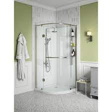 Glacier Bay Glamour 38 In X 77 In Corner Drain Corner Shower Kit In White And Satin Nickel Hardware Gbsh137 The Home Depot Corner Shower Kits Corner Shower Corner Shower Doors