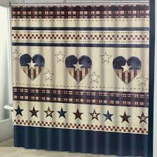 Americana Patriotic Hearts With Stars And Stripes Fabric Shower Curtain Fabric Shower Curtains Patriotic Fabric Curtains