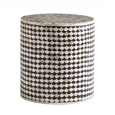 Black And White Bone Inlay Side Table Black And White Bone Inlay Scallop Stool Bone Inlay Inlay Furniture Bone Inlay Furniture
