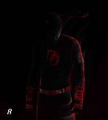Daredevil's new costume replaced his classic crimson for a dark black with red highlights on his new slanted logo, as well as bladed forearm attachments. Artstation Daredevil Anupam Arts