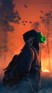 Mask Boy With Raven Iphone Wallpaper Glitch Wallpaper Wallpaper Pictures Gas Mask Art