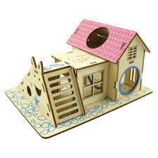 Amazon.com : RORORO Hamster Hideout Wooden Hut Small Animals Double Layer  Villa Rat Room House Cage Utility to Use : Pet Supplies