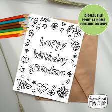 Printable Birthday Card Template Foldable Coloring Happy Birthday Grandma Birthday Card For Grandma From Grandchild Printable Instant Etsy In 2020 Grandma Birthday Card Happy Birthday Grandma Birthday Cards