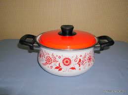 Enamel Casserole Baking Pan Dutch Oven Retro Cookware Vintage Kitchen Appliances Baking Pans Dutch Oven
