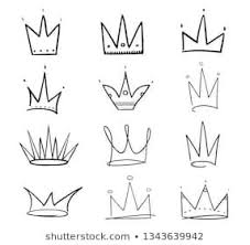Black And White Crown Logo Collection Of Crowns On White Hand Drawn Simple Objects Line Art Black And White Illustration Elements For Desi Graffiti Ilustracion Vectorial