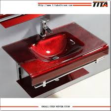 An inset design looks sleek, and extra countertop space alongside or drawers or a cupboard below will help the room. China Vanity Sink Wash Basin Unit Glass Sinks Bathroom T 12 China Vanity Sink Wash Basin Unit