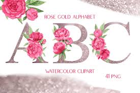 Dusty rose & champagne bliss. Clip Art Wedding Pink Bordo Peonies Commercial Use Golden Foliage Alphabet Watercolor Flowers Ampersand Letters Clipart Dusty Rose Invitation Art Collectibles