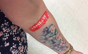 You cannot donate blood for six months after you get a tattoo. Sunday June 29 2014