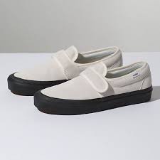 Black And White Slip Ons Vans Anaheim Factory Slip On 47 V Dx Www Vans Com White Slip On Vans Slip On Slip On Sneakers