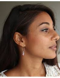 Créoles argent fines et pierre rose