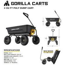 Cub cadet hauler 10 cu. Gorilla Carts 4 Cu Ft Poly Garden Dump Cart Gcg 4 The Home Depot