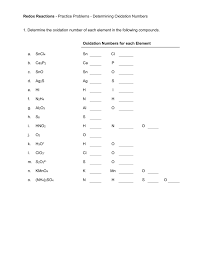 07 finding oxidation numbers worksheet